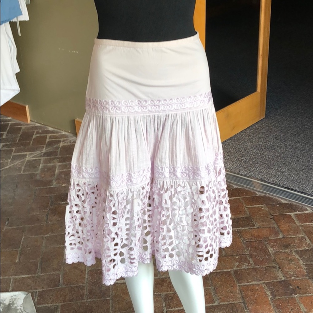 Catharine Malandrino lavender laser cut-out skirt